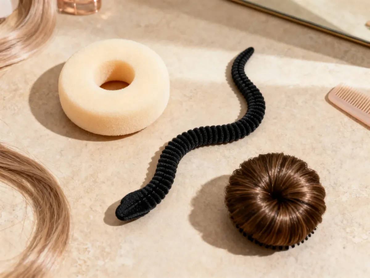 Trzy rodzaje wypełniaczy do koka: donat, model snake i wypełniacz z włosia